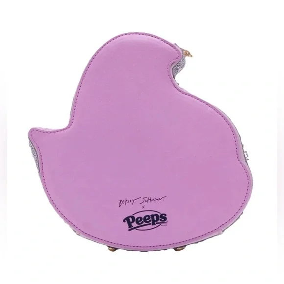 BETSEY JOHNSON EXCLUSIVE CROSSBODY BAG KITSCH PEEPS CHICK RHINESTONES LAVENDER - Picture 2 of 6